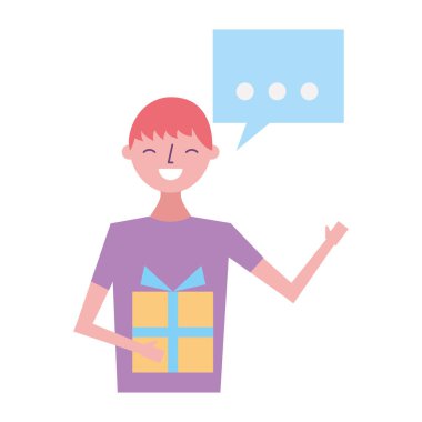 hediye ile gülümseyen adam