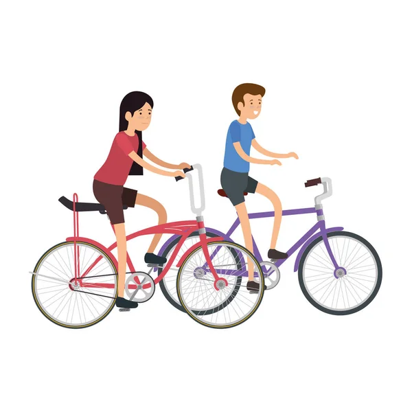 Couple en vélo voyageant — Image vectorielle