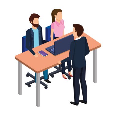 iş adamları ile laptop desk içindeki