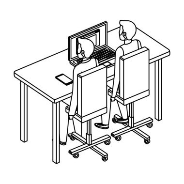 iki adam Resepsiyon ve masaüstü