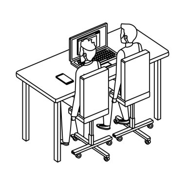 iki adam Resepsiyon ve masaüstü