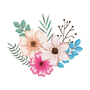 Güzel çiçekler ve yapraklar.