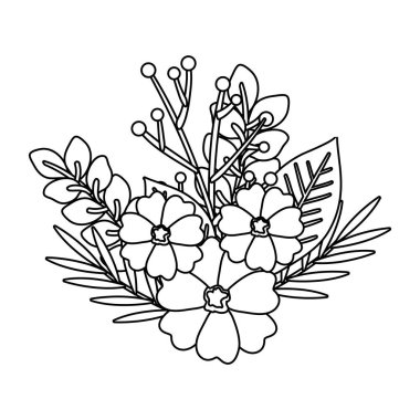 Güzel çiçekler ve yapraklar.