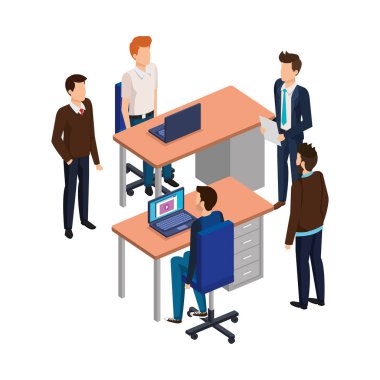 iş adamları ile laptop desk içindeki