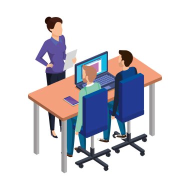 iş adamları ile laptop desk içindeki