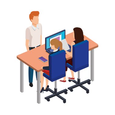 iş adamları ile laptop desk içindeki