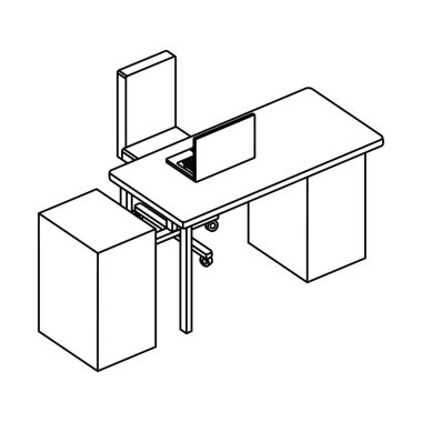 ofis büro dizüstü bilgisayar ve çekmece
