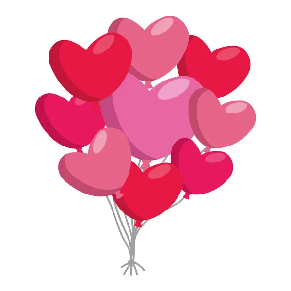 Balões de festa em forma de coração — Vetor de Stock