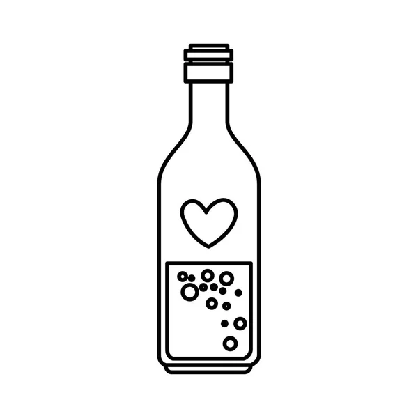 Bottiglia con icona del cuore — Vettoriale Stock