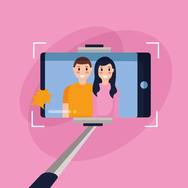 Personas tomando selfie — Vector de stock