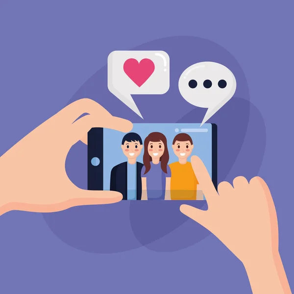 Personas tomando selfie — Vector de stock