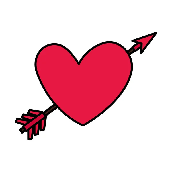 Kalp aşk kartı ok ile — Stok Vektör