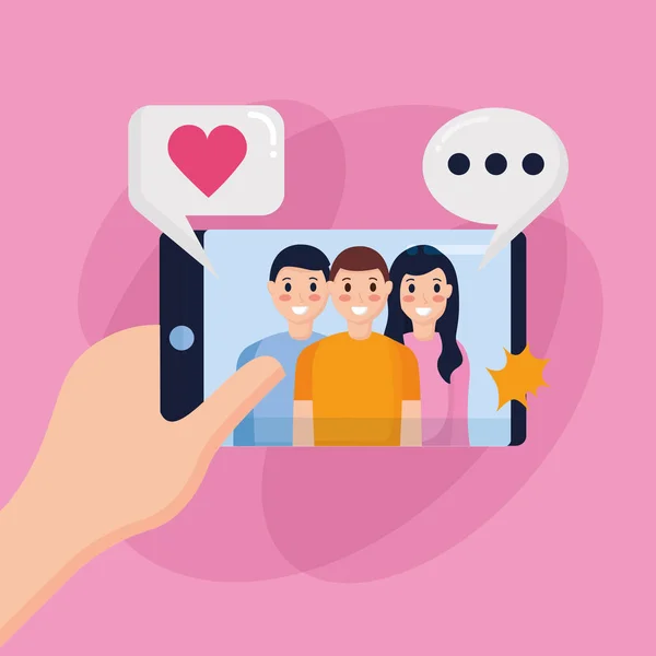 Personas tomando selfie — Vector de stock