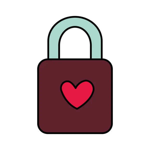 Candado con corazón icono de amor — Vector de stock