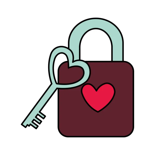 Padlock met hart love pictogram — Stockvector