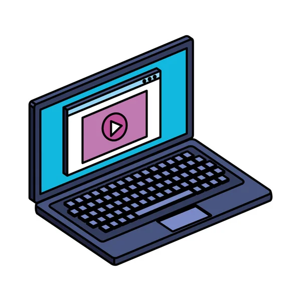 Laptop mit Media Player — Stockvektor