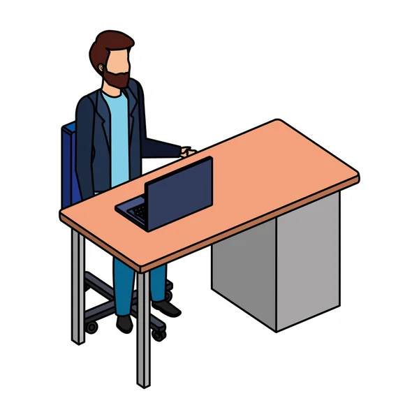 Young and casual man in the workplace — Stock Vector