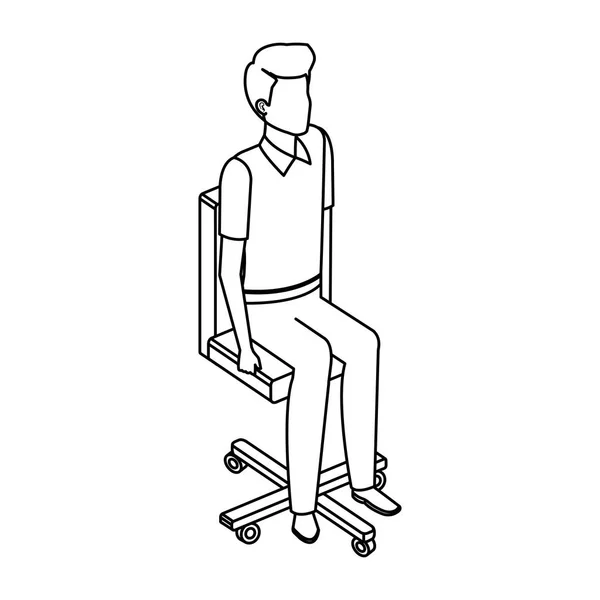 Jeune homme dans le personnage de chaise de bureau — Image vectorielle