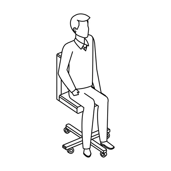 Jeune homme dans le personnage de chaise de bureau — Image vectorielle
