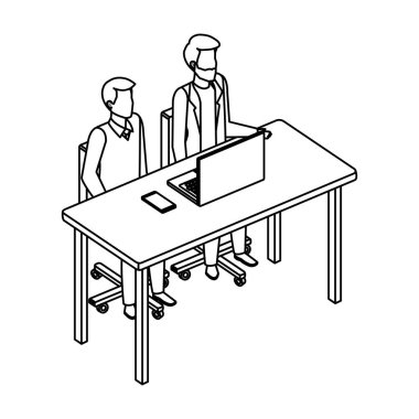 iki adam Resepsiyon ve dizüstü