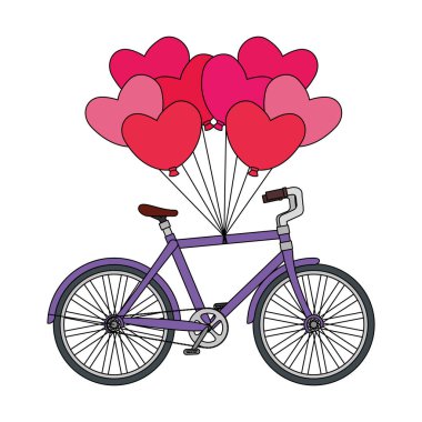 Bisiklet araç ve balon hava şekil yürekleri