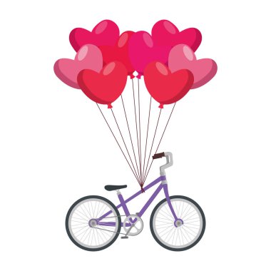 Bisiklet araç ve balon hava şekil yürekleri