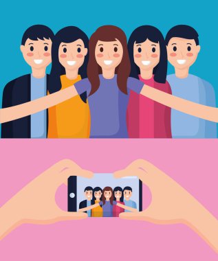 İnsanlar alarak selfie