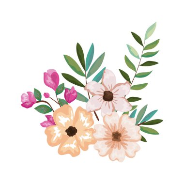 Güzel çiçekler ve yapraklar.