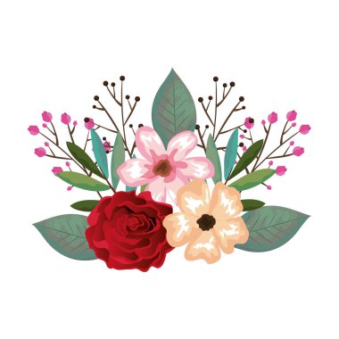 Güzel çiçekler ve yapraklar.