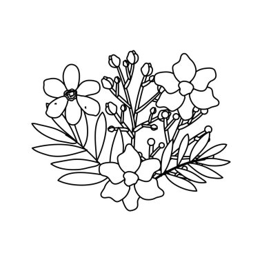 Güzel çiçekler ve yapraklar.