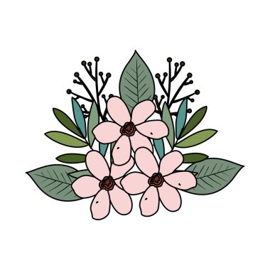 Güzel çiçekler ve yapraklar.