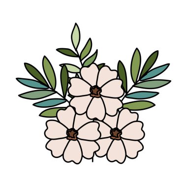 Güzel çiçekler ve yapraklar.