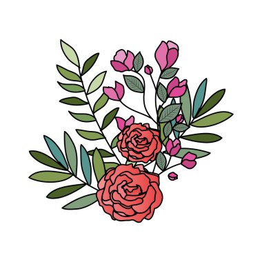 Şube ile gül ve yapraklar