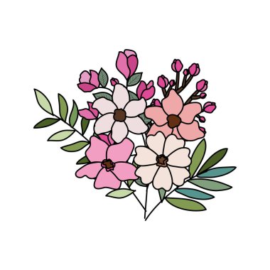 Güzel çiçekler ve yapraklar.