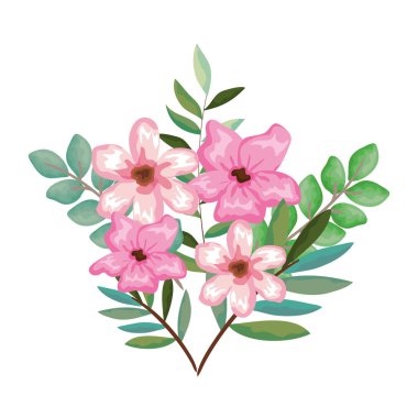 Güzel çiçekler ve yapraklar.