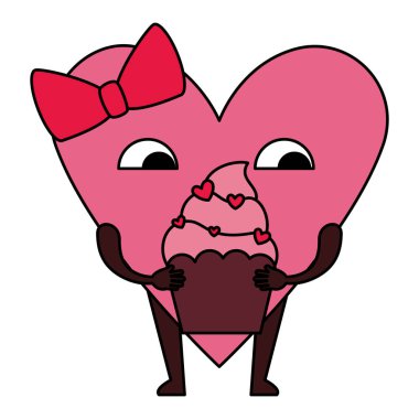 kalp aşk erkek cupcake kawaii karakteri ile