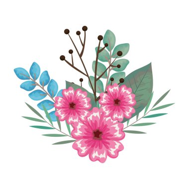 Güzel çiçekler ve yapraklar.