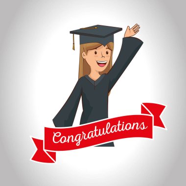 mutlu kadın kutlamak mezuniyet kurdele ile