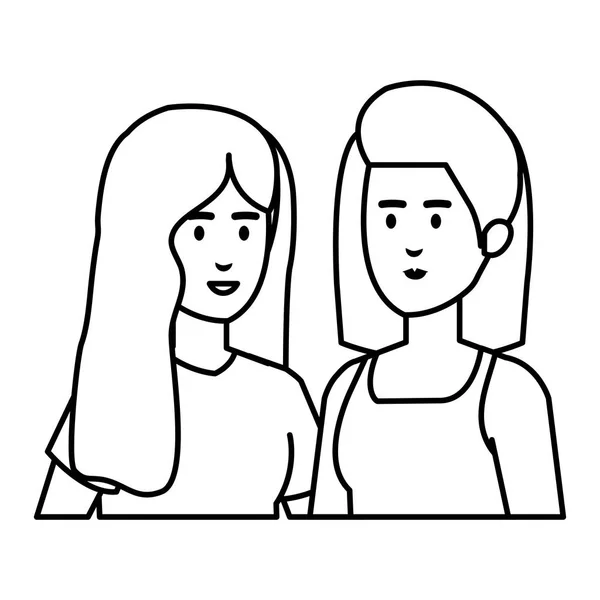 Paar Geschäftsfrauen Avatare Charaktere — Stockvektor