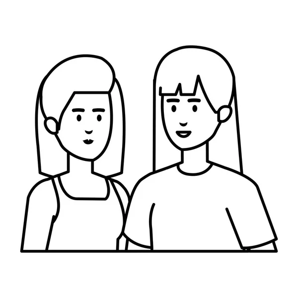 Couple femmes d'affaires avatars personnages — Image vectorielle