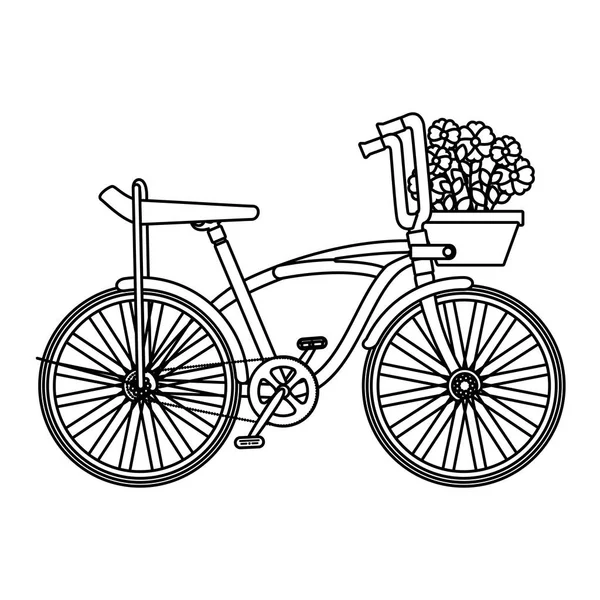 Retro-Fahrrad mit Korb und Blumen — Stockvektor