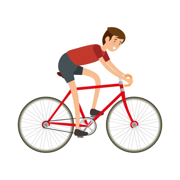 Hombre en bicicleta de carreras — Vector de stock