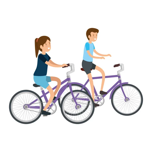 Couple en vélo voyageant — Image vectorielle
