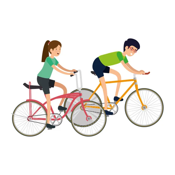 Coppia in bicicletta in viaggio — Vettoriale Stock