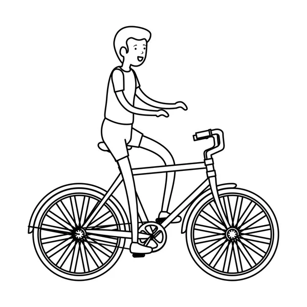 Hombre en bicicleta de carreras — Vector de stock