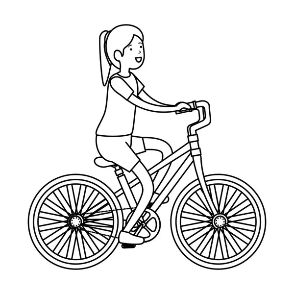 Vrouw in retro fiets — Stockvector