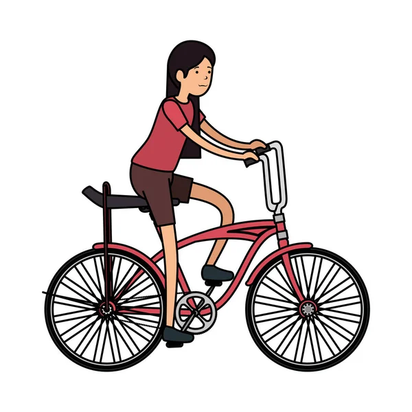 Женщина на ретро-велосипеде — стоковый вектор