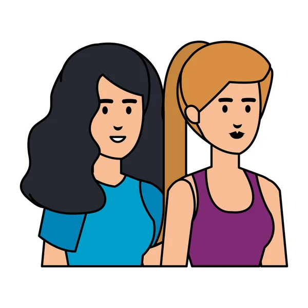 Pareja chicas avatares caracteres — Vector de stock