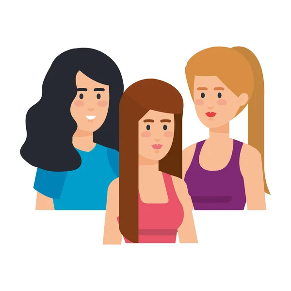 Gruppo di ragazze avatar personaggi — Vettoriale Stock