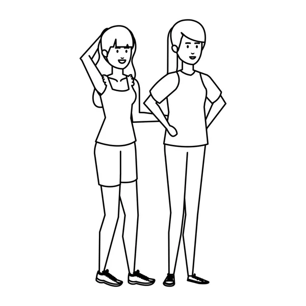 Couple filles avatars personnages — Image vectorielle
